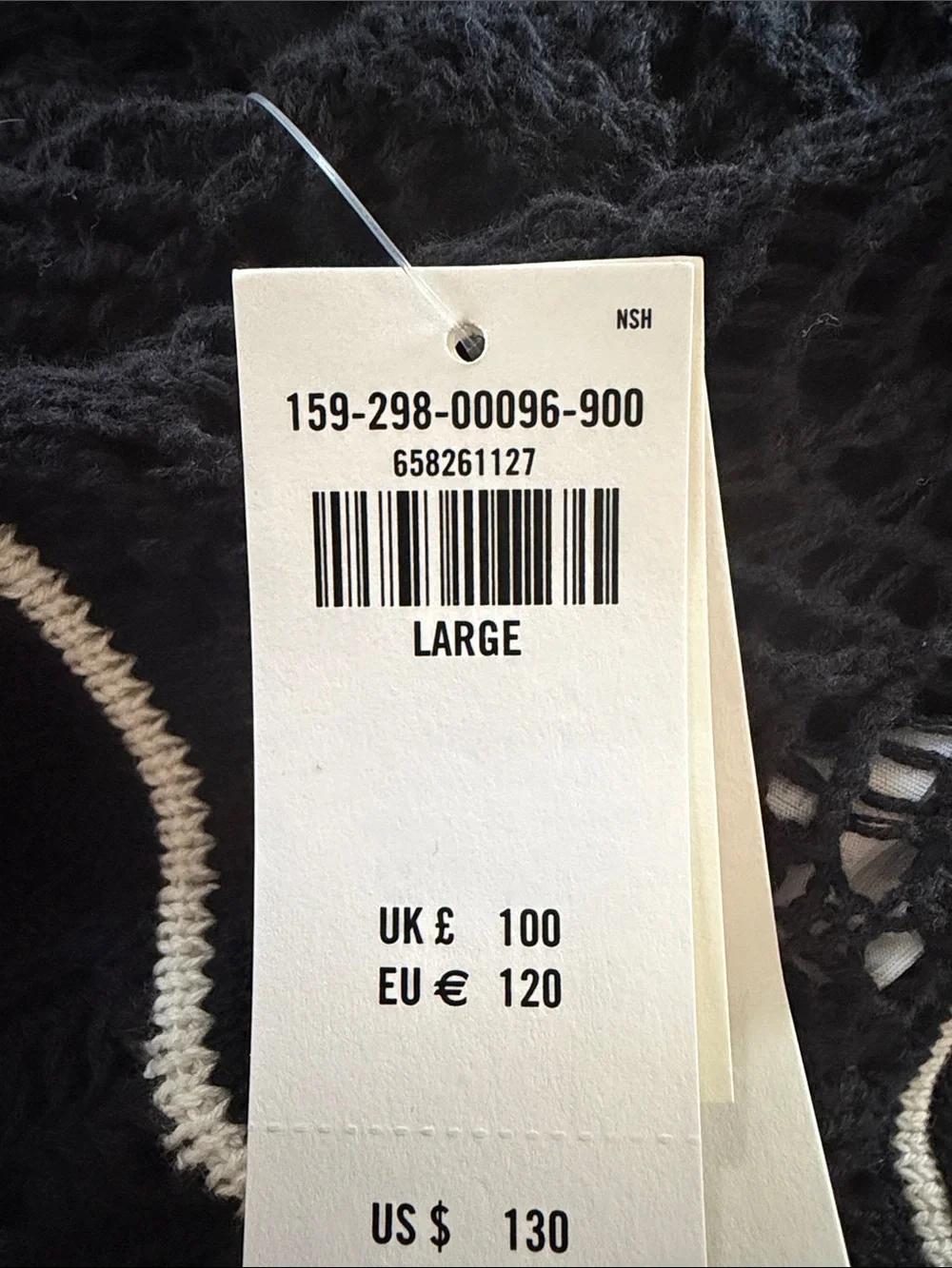 Abercrombie & Fitch Black Crochet Maxi Dress with White Trim